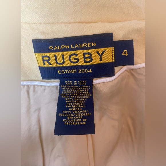 Y2k Preppy Ralph Lauren Rugby Yellow Wool Blazer - Picture 6 of 12